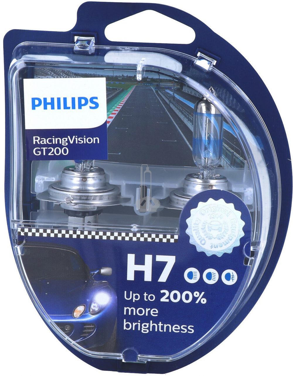 Coppia lampade h7 Racing Vision gt200 + 200% Philips